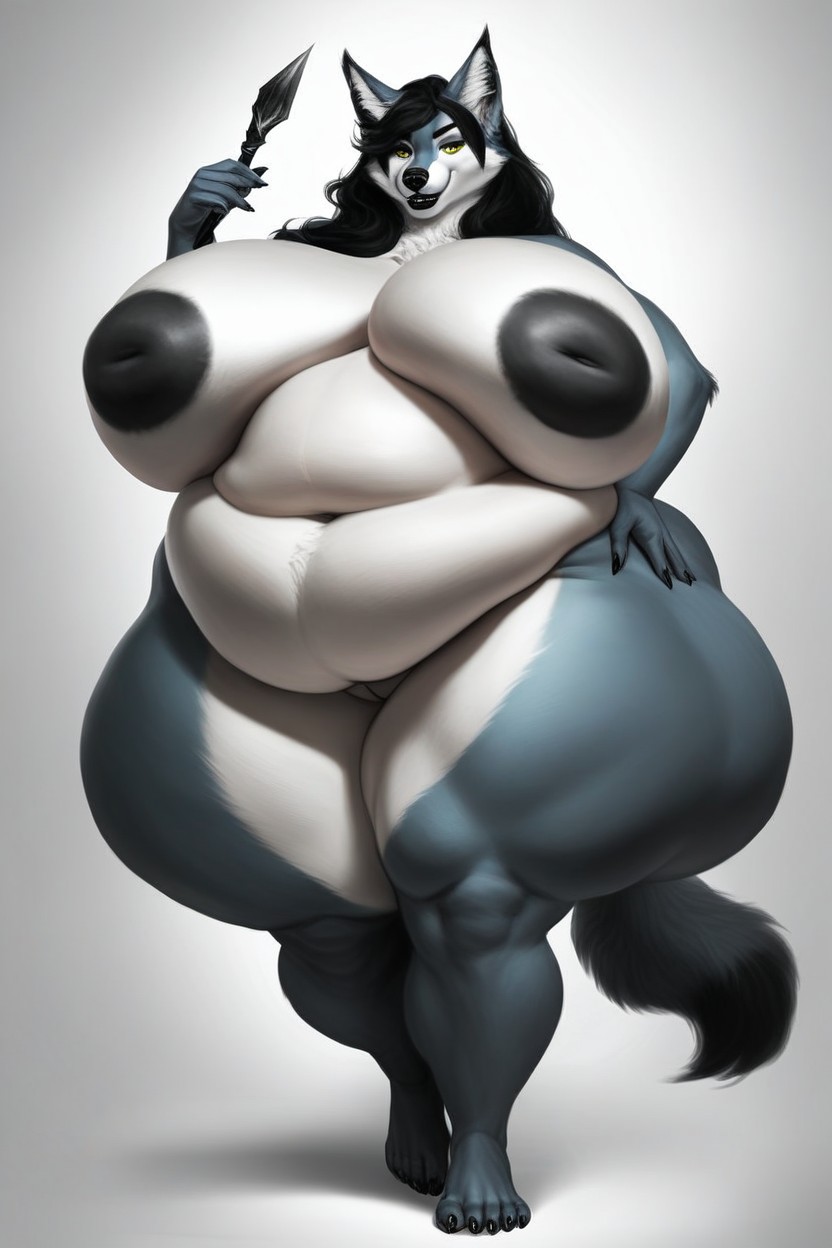Thick, Hyper Chubby Thighs, Big Belly 퍼리 AI 포르노