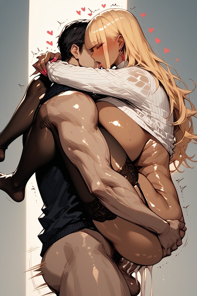 Blush, Skinny, Holding Legs Hentai AI Porn