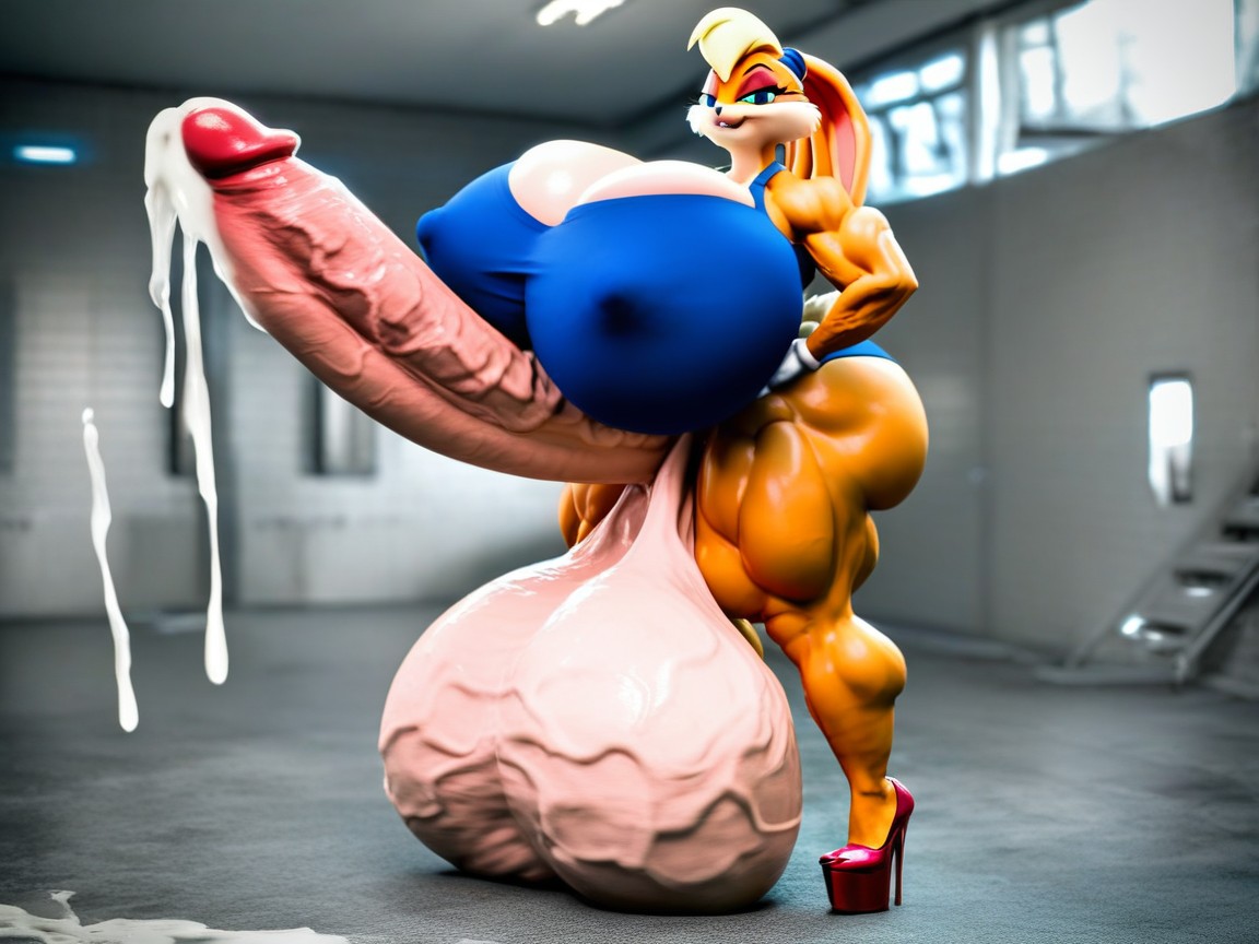 Colossal Breast, Hyper Muscles Macro Hyper Gigantic Balls Gigantic, Standing Furry AI Porn