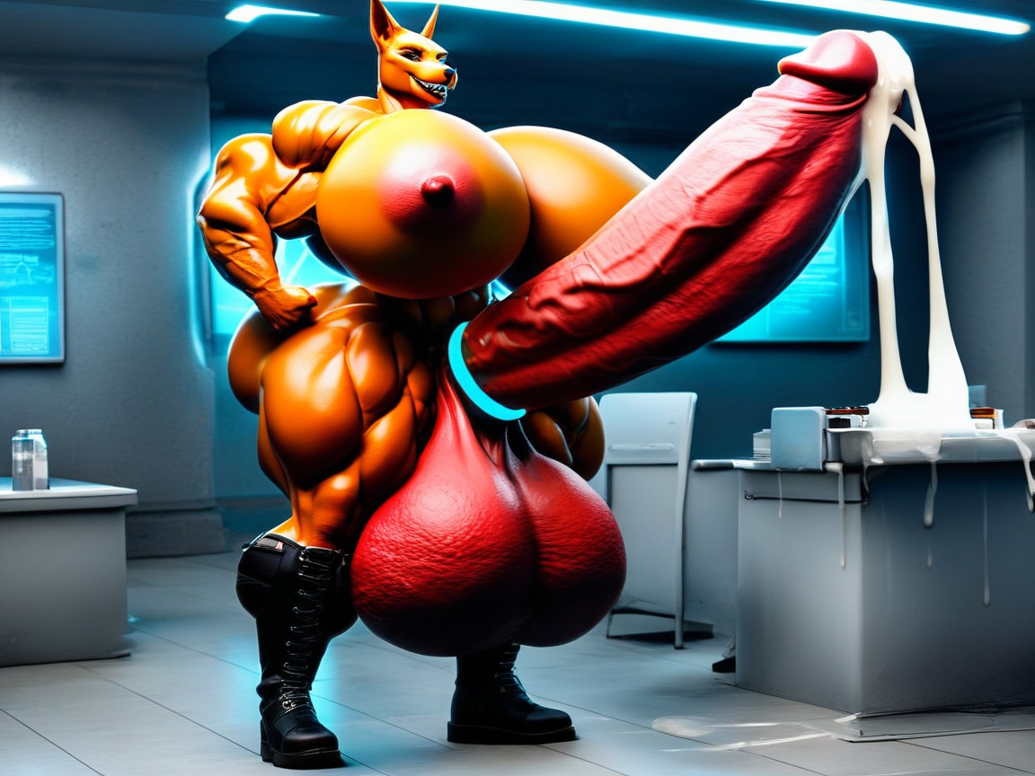 Looking At Viewer, Lab, Erect Nipples Furry AI Porn
