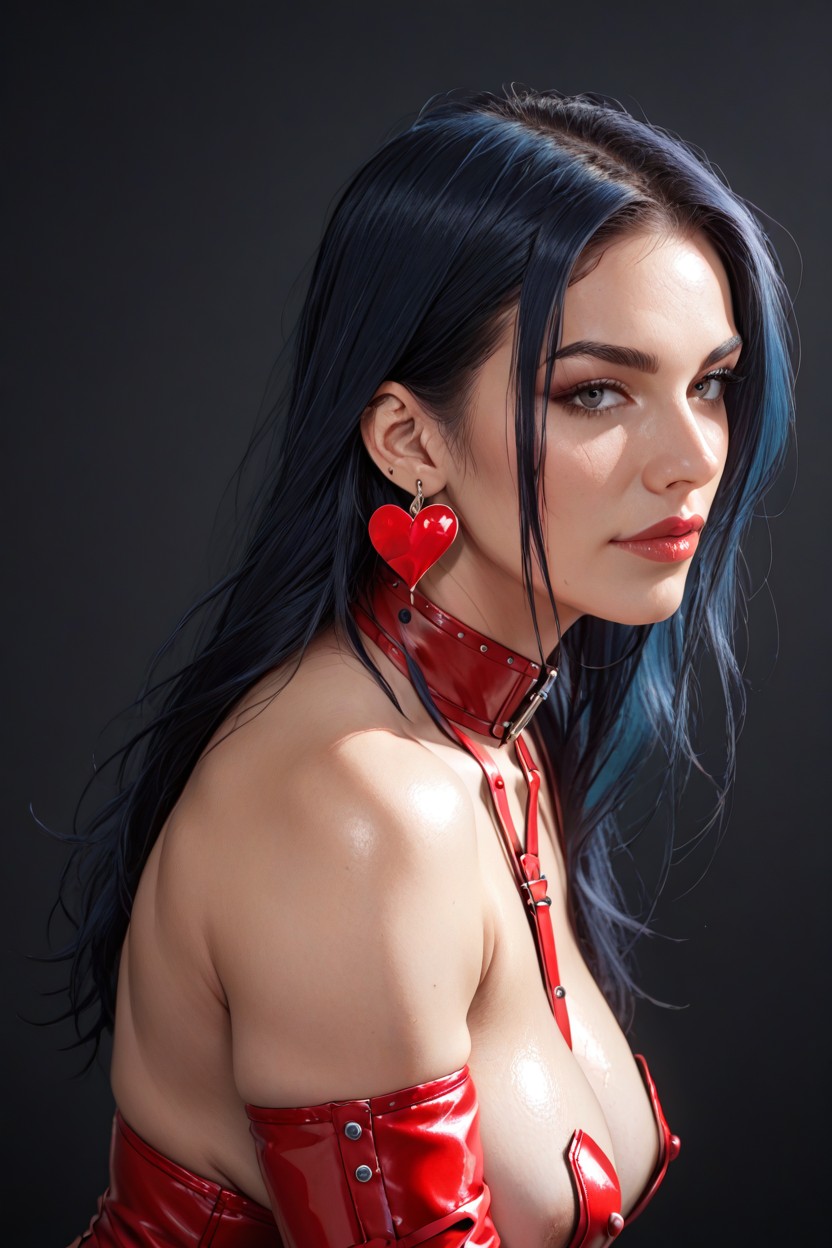 Side View, 25+, Red Nipple Heart Pasties Hentai AI Porn