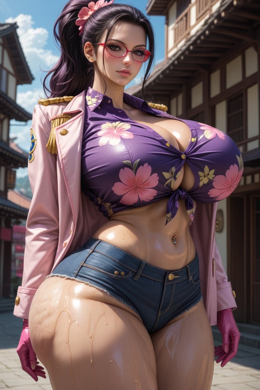 30+, Navel Piercing, Oiled Skin Hentai AI Porn