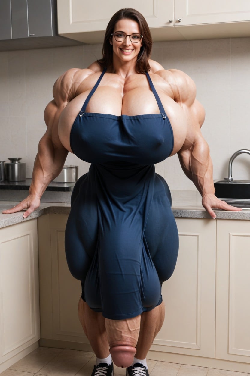 Perfect Mature Skin, Muscular Woman, Gigantic Breasts Shemale AI Porn