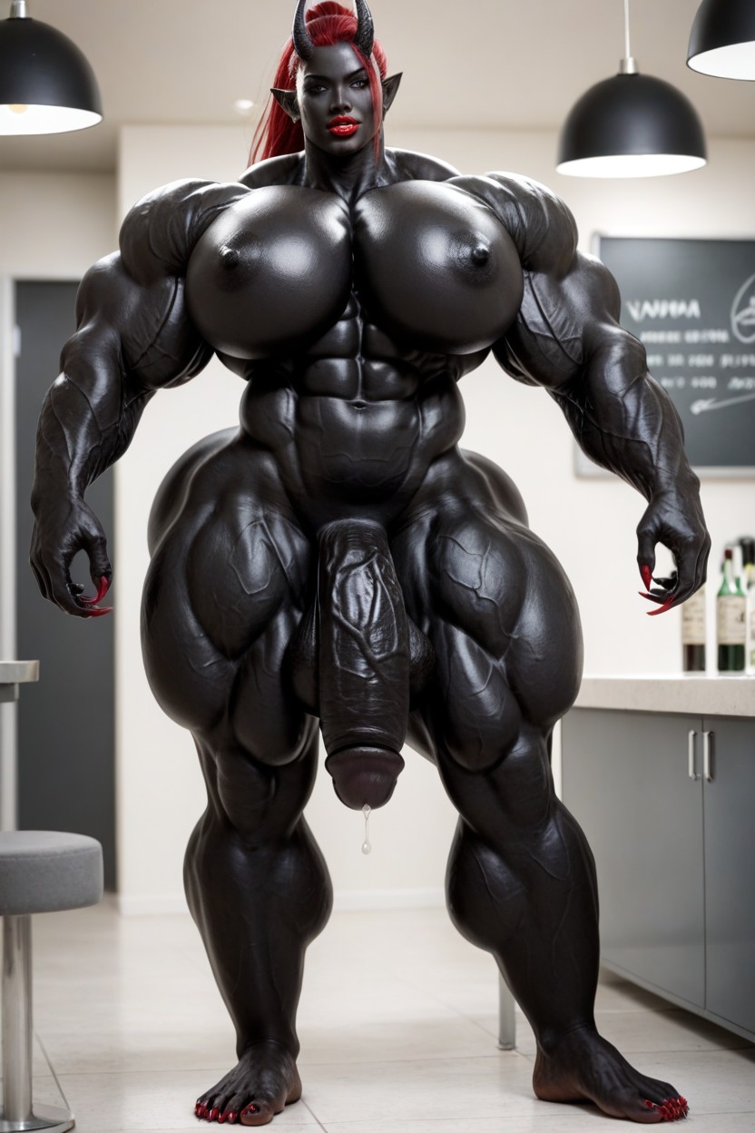 Her Cock Is A Flared Cock, Muscular Veins, Gigantic Tits Shemale AI Porn