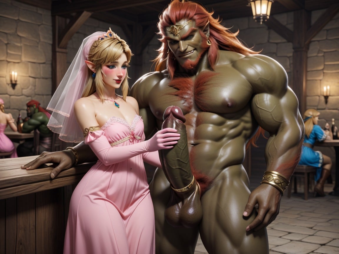 Link And Zelda Giving Handjob To Ganondorf, Veil, Shivering Hentai AI Porn