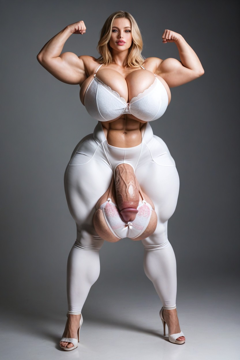 Flexing, Heels, Ball Bra Shemale AI Porn
