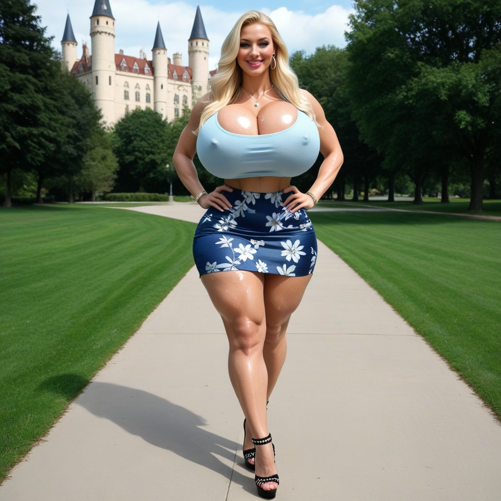 Mini Skirt, Pastel Open Toed High Heels, Hyper Long Toned Legs AI Porn
