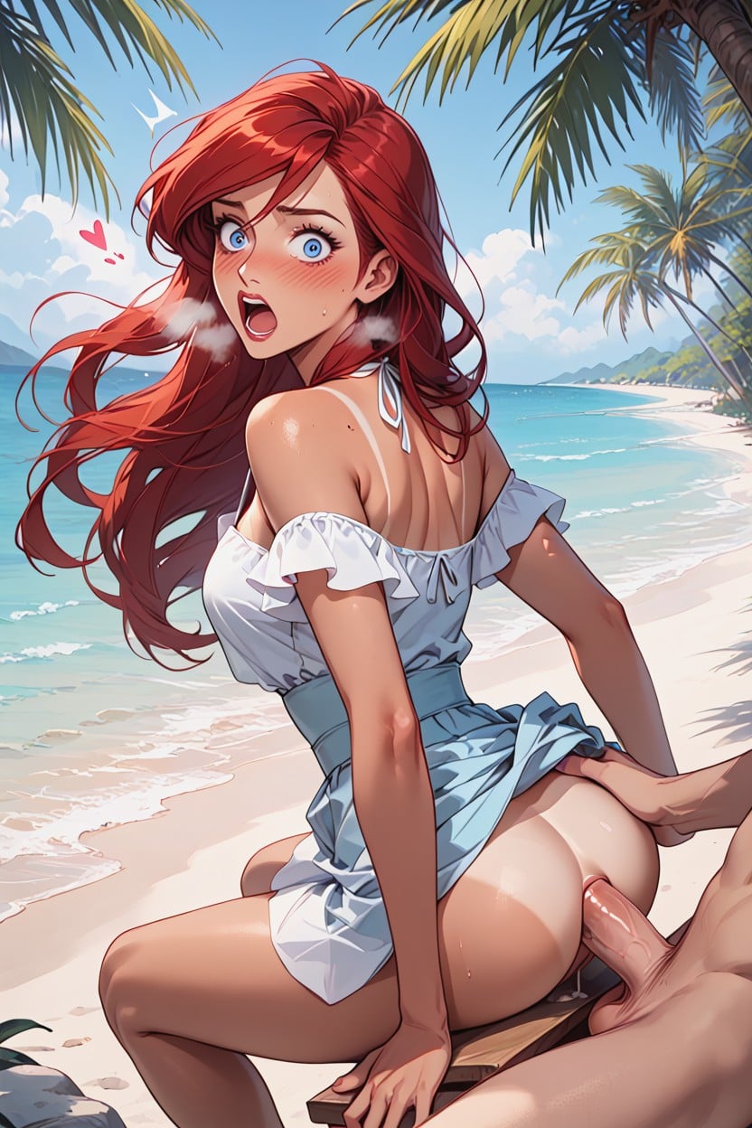Surprised, Tan Lines, One Leg Up Hentai IA