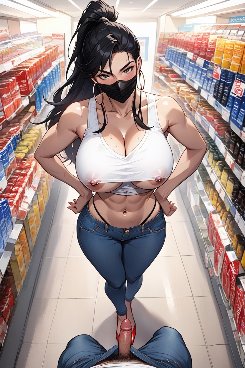 Mirando Al Espectador, Long Hair, Cola De Caballo Hentai IA