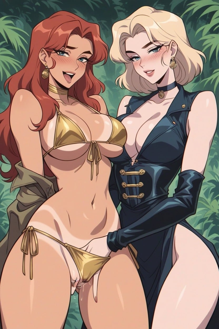 Looking At Viewer, Blonde, Rounded Breast Hentai AI Porn