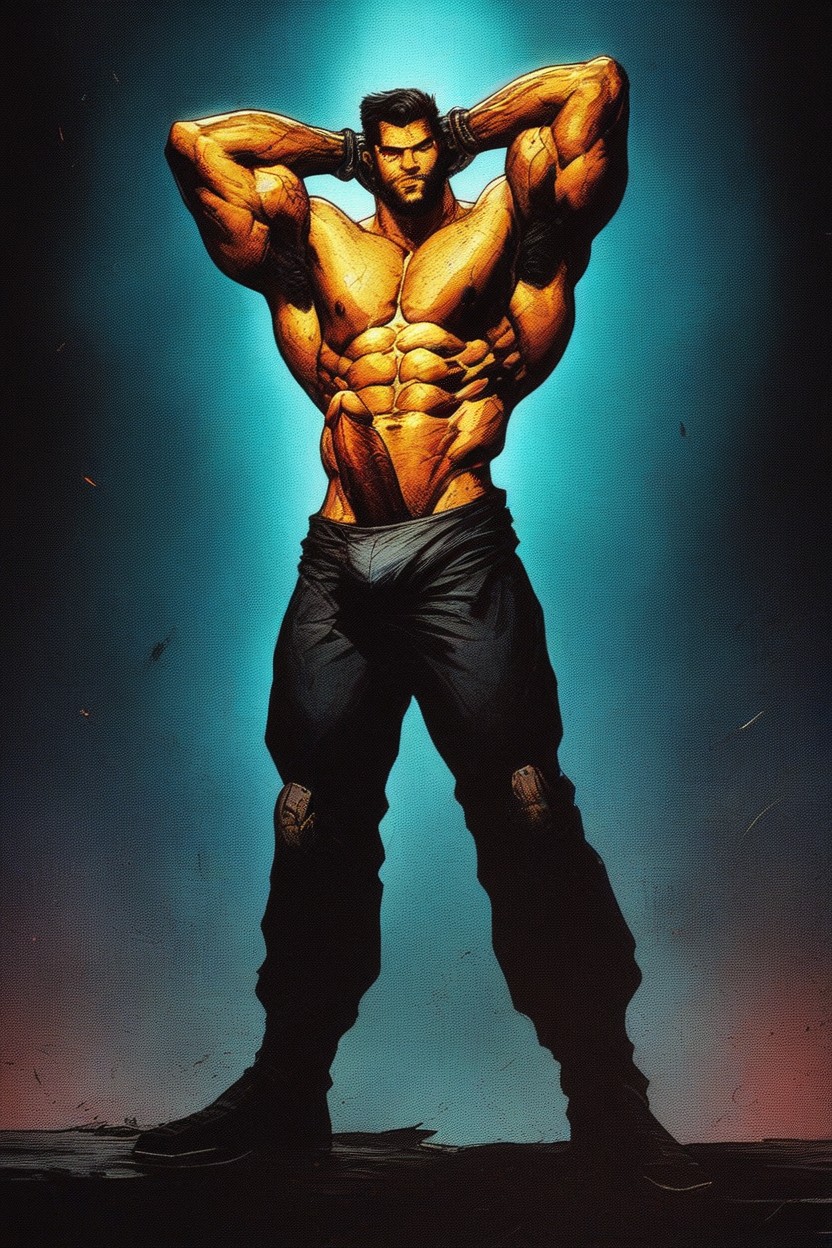筋肉質, Masculine, A Surreal Futuristic Depiction Of An Abstract Concept Cyborg ゲイAIポルノ