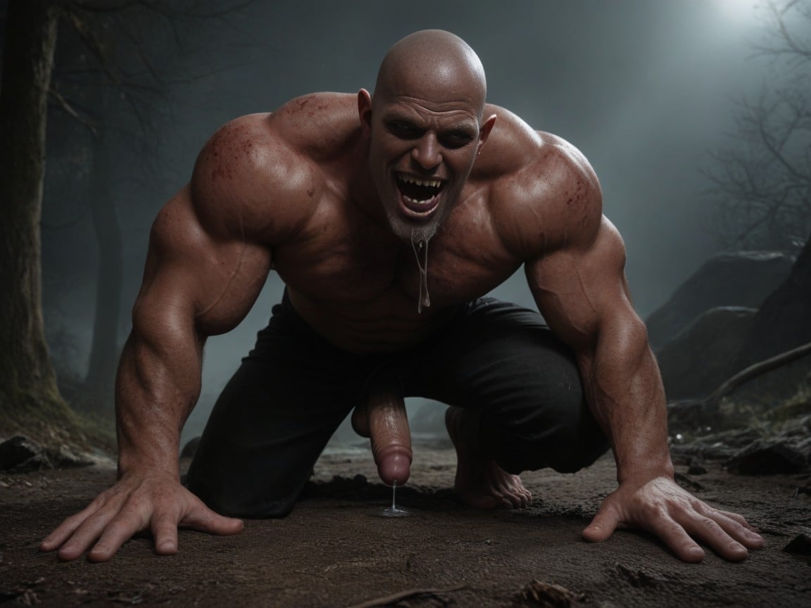 Stretched Taut Over Sharp, Hellish Red, Misshapen Mass Of Bulging AI Gay Porn