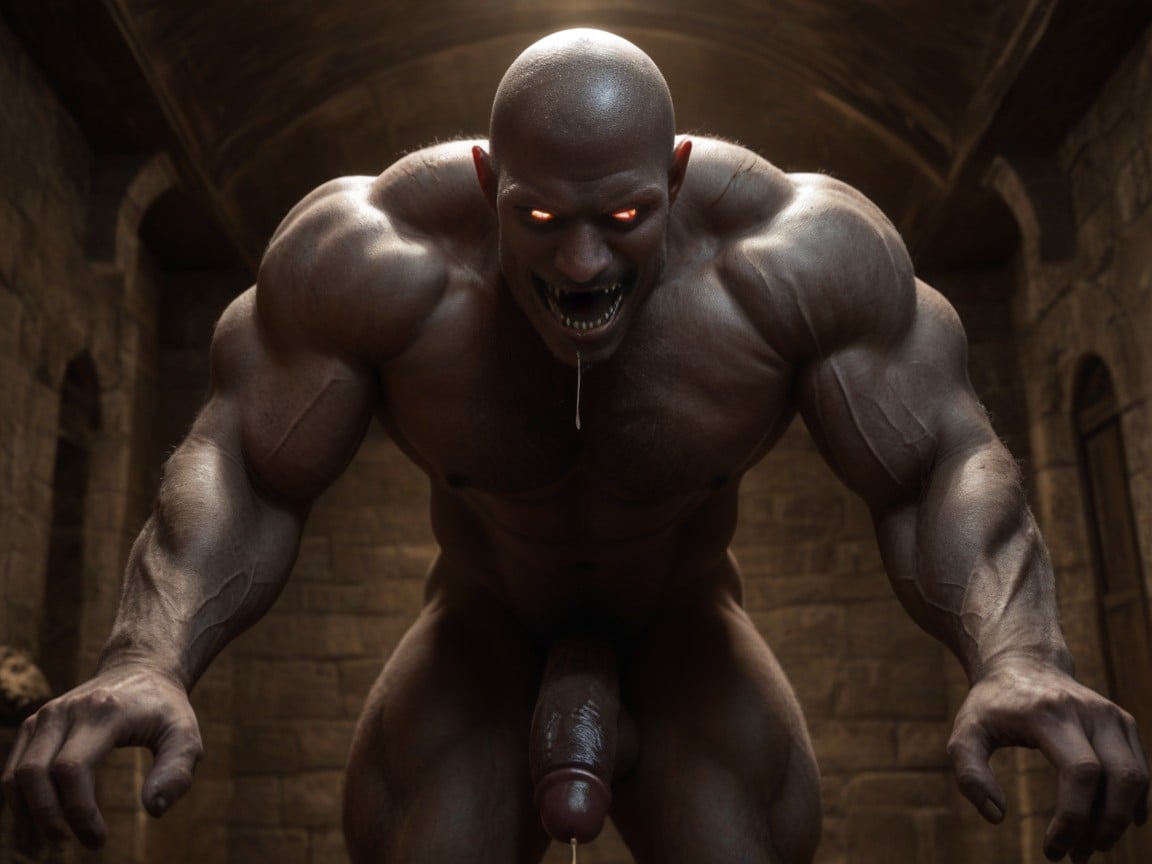 Hellish Red, Boring Into Taylor With A Hunger That Made Her Run Cold His Skin, Monstrous Beast AI Gay Porn