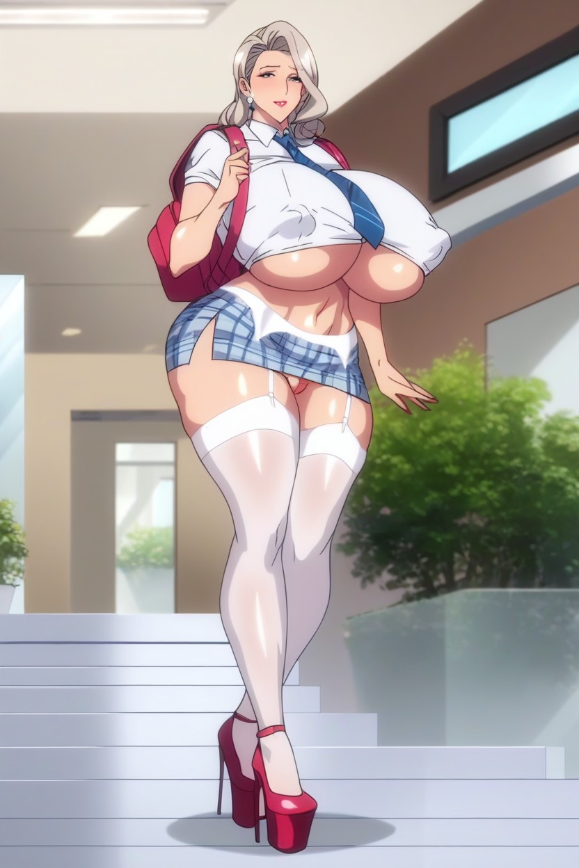 Tie, White Thighighs, White Garter Belt Hentai AI Porn