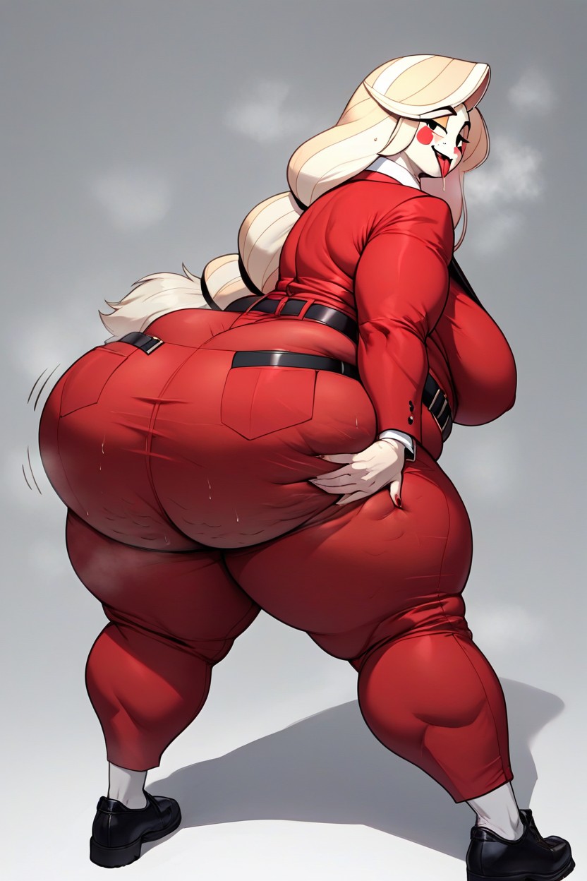 Soft Belly, Hard Nipples, All Red Suit AI Porn