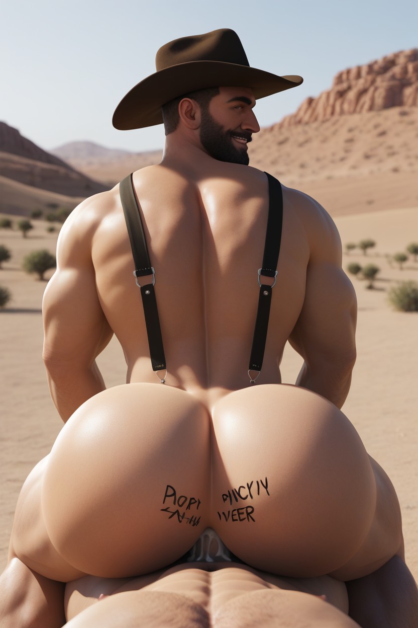 Bottoms Hole Will Make Any Dick That Enters It Feel Unimaginable Deadly Pleasure, 砂漠, Big Muscular Bubble Butt ゲイAIポルノ