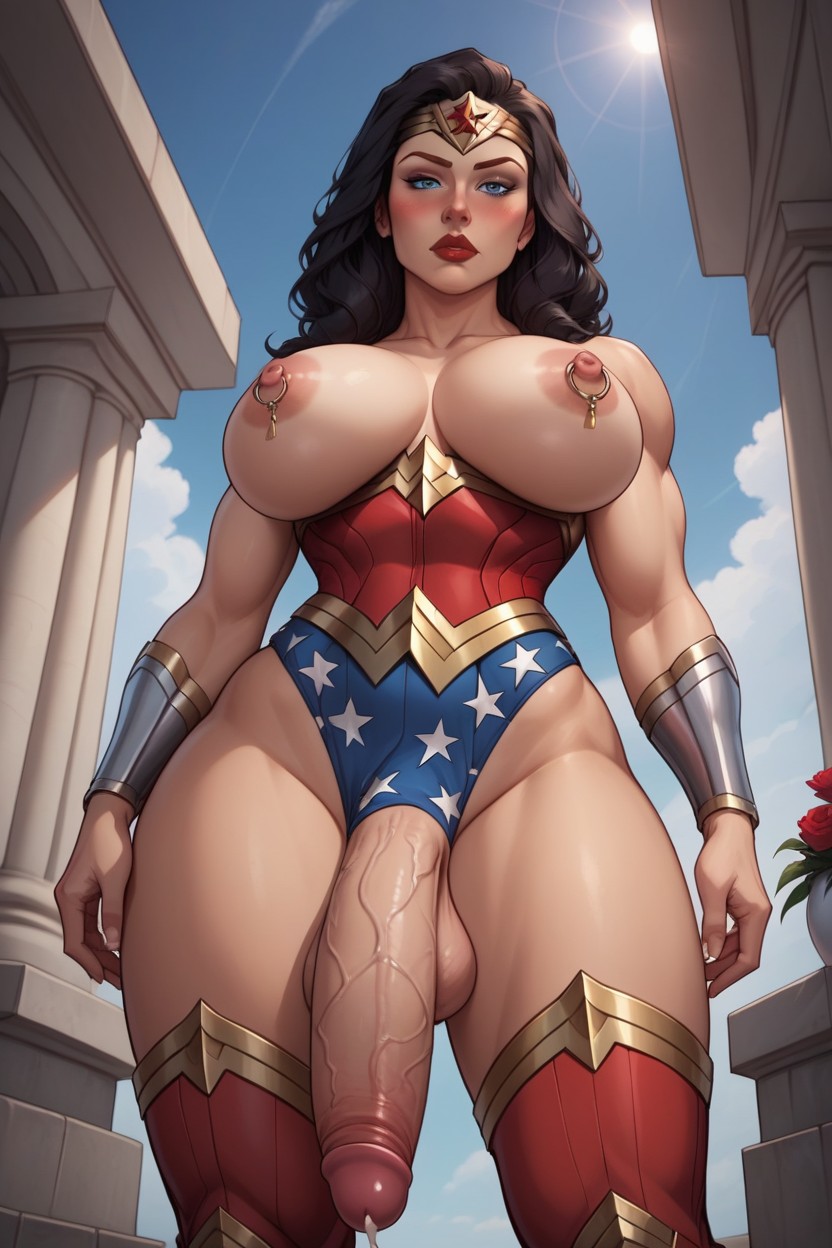 Black Hair, Red Lips, Gigantic Flaccid Hyper Penis Hentai AI Porn