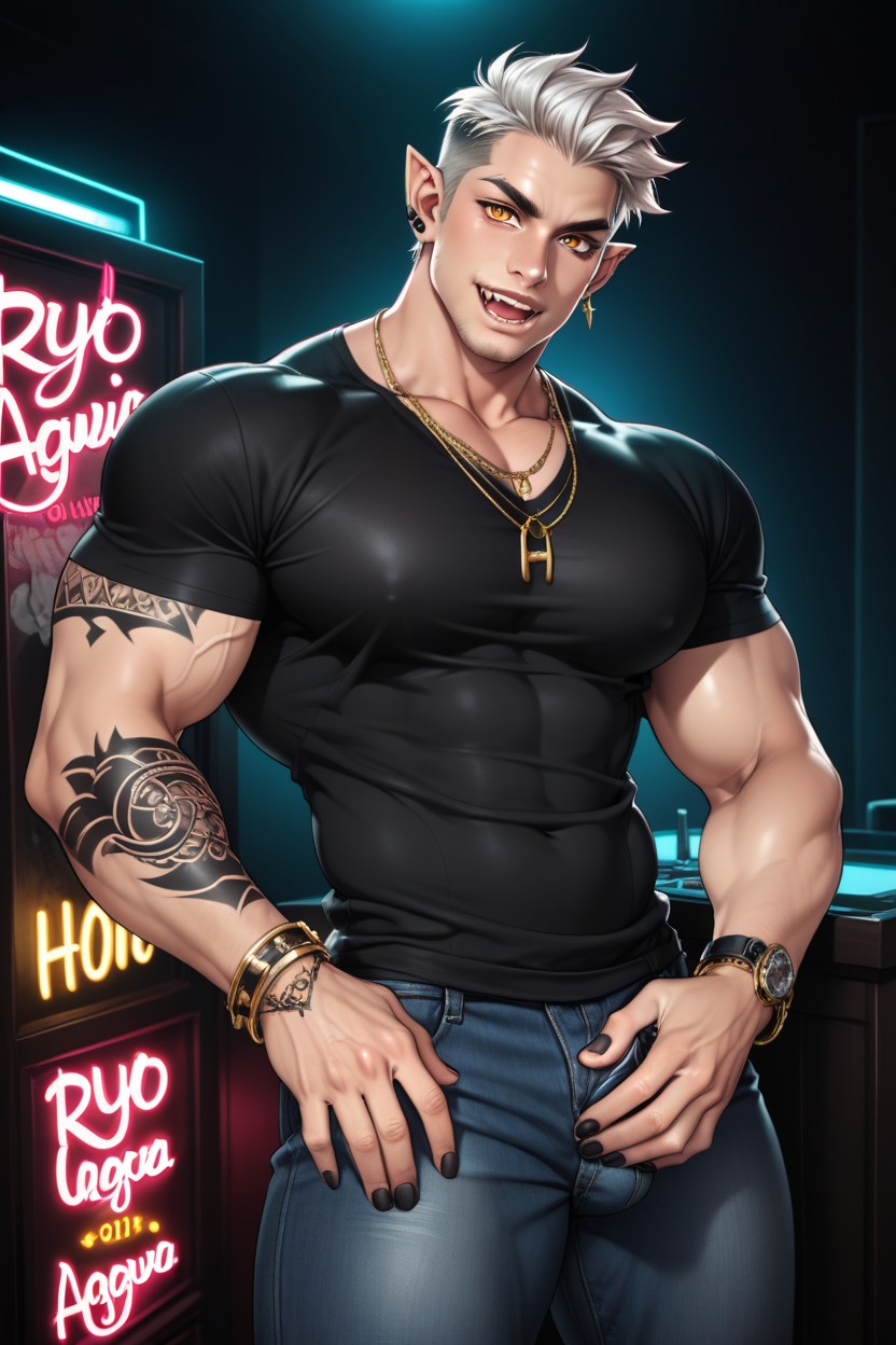 At A Gay Bar, Handsome, Cum ゲイAIポルノ