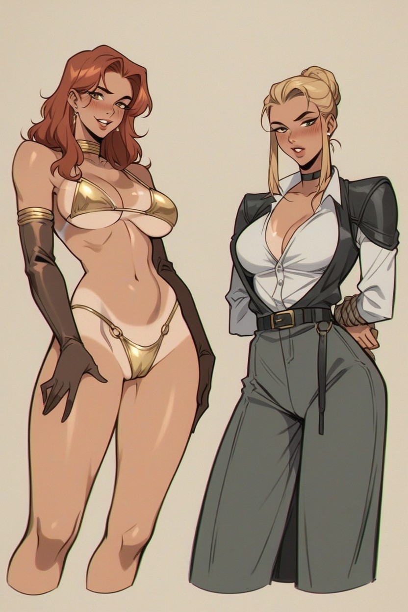 Elbow Length Gloves, Detailed Clothes, Lesbian Fingering Hentai AI Porn