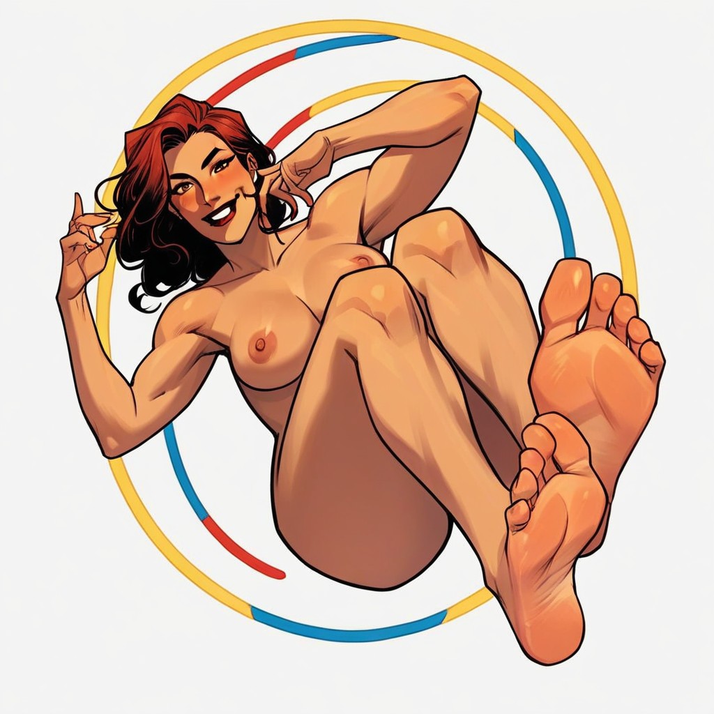 Red Lipstick, Nude, Pinkish Skin AI Porn