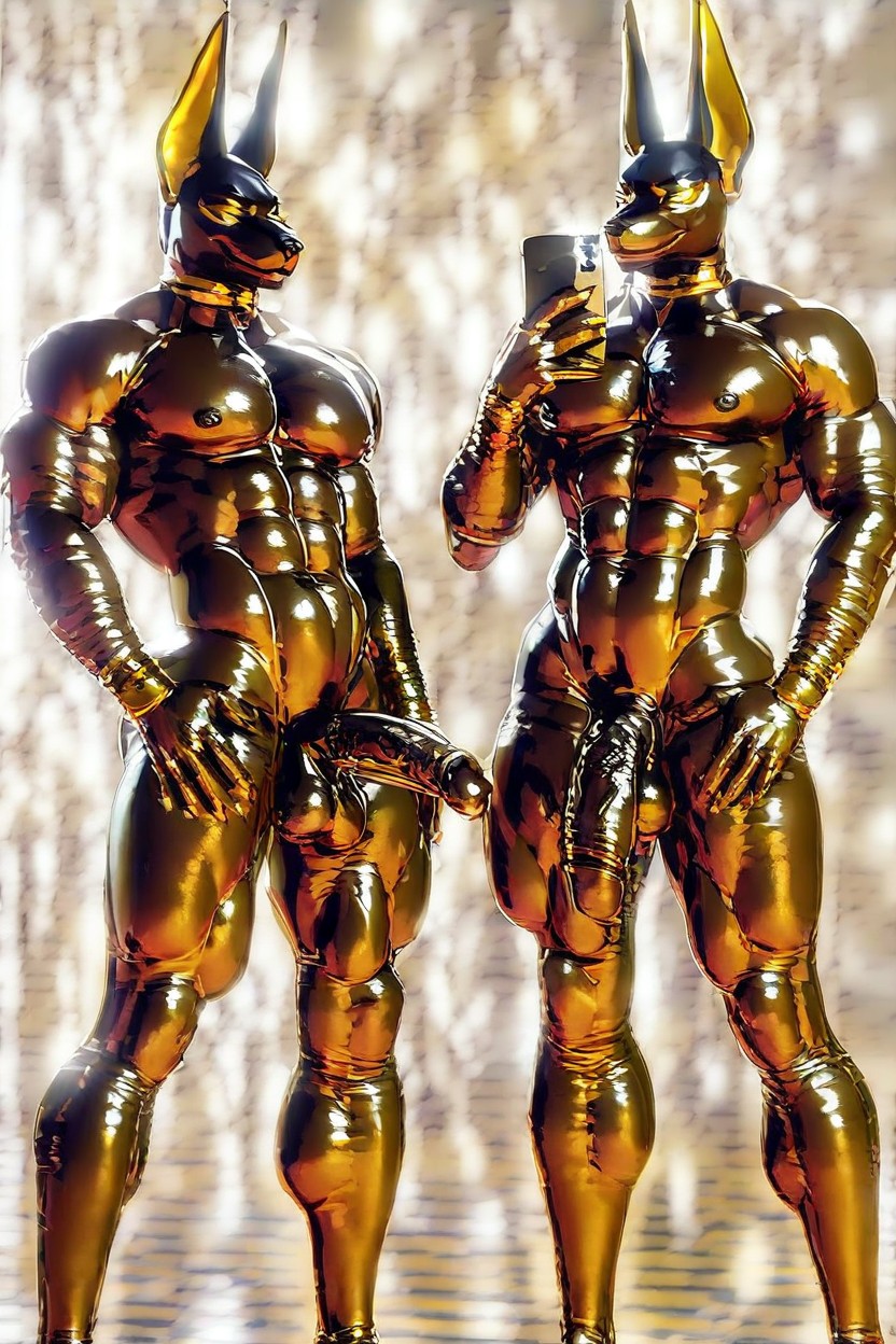 Oiled Skin, Oiled Skin, Showing Penis Furry IA