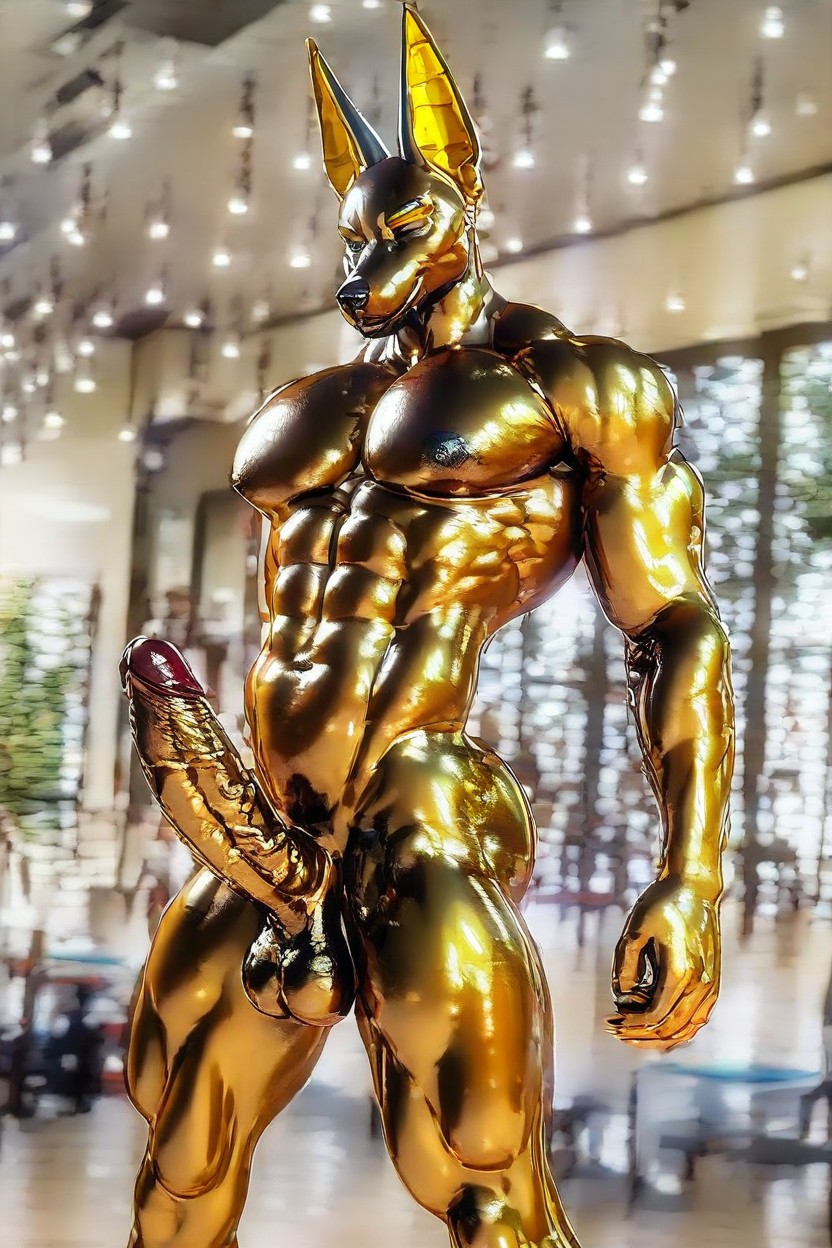 Wasp Waist, Muscular, Veiny Furry IA
