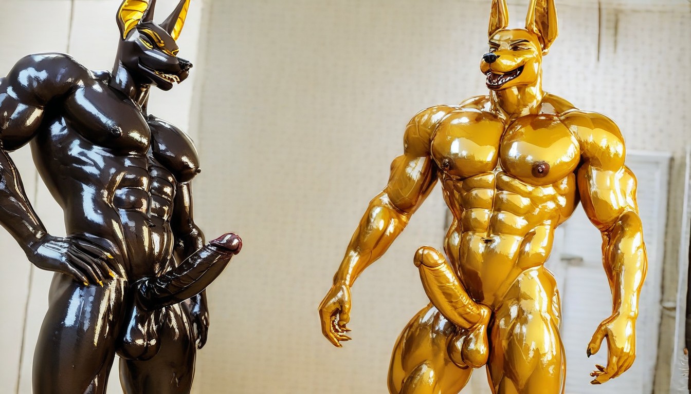 Veins Showing, Anubis, Veiny Abs Furry IA
