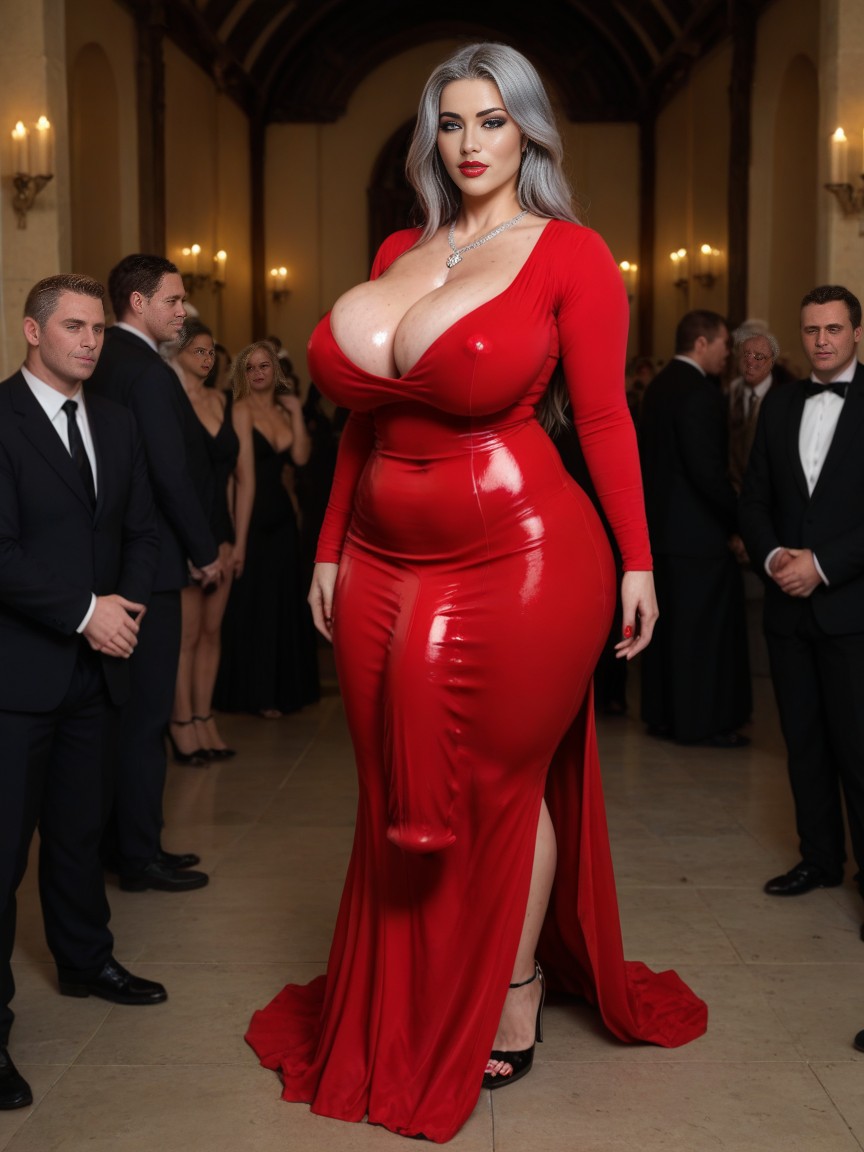 Full Body, Model Pose, Pink Oversized Lips Shemale AI Porn