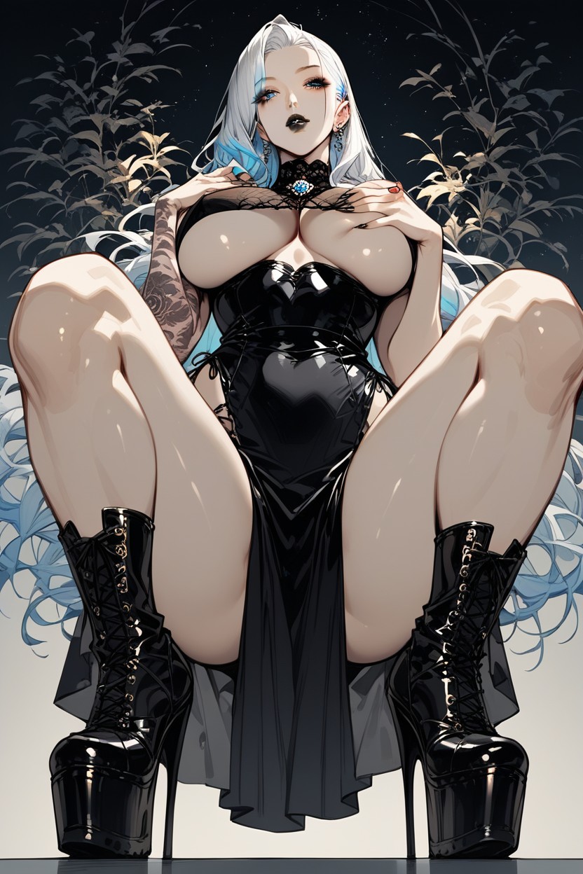 Brown Skin, Hard Shadow, Grabbing Boobs Hentai AI Porn