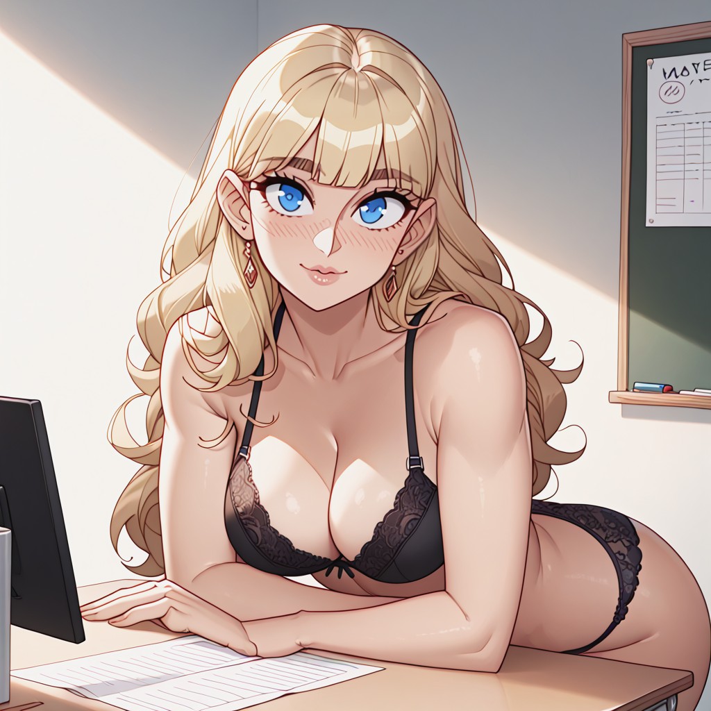 Round Face, Very Large Eyes, Blue Eyes AI Porn