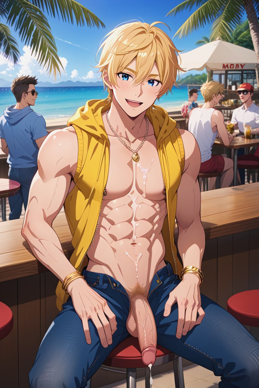女装男子, Tease, 座って脚を広げる ゲイAIポルノ
