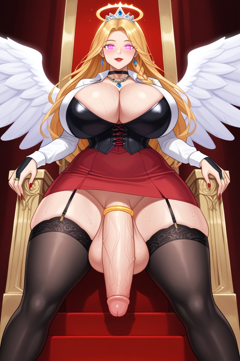 Garter Straps, Golden Hair, Chain Shemale AI Porn