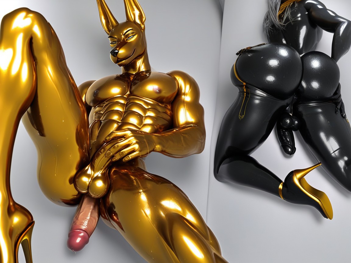 Gay, Veiny Abs, Oiled Skin Furry IA