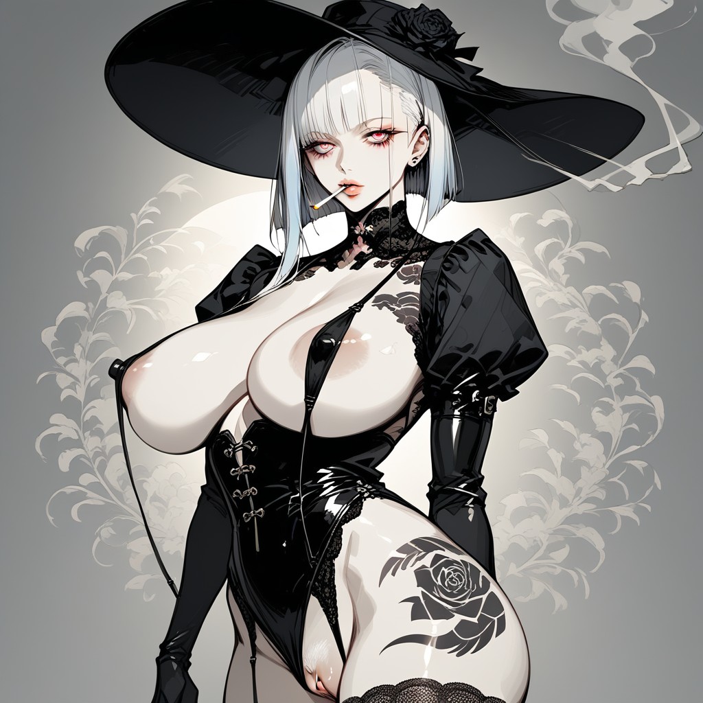 Sitting Down, Wide Hips, Leather Armchairs Hentai AI Porn
