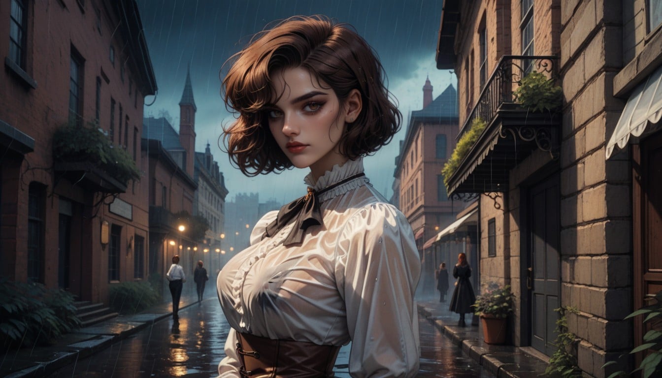 Very Short Hair, Thunderstorm, Fog Hentai AI Porn