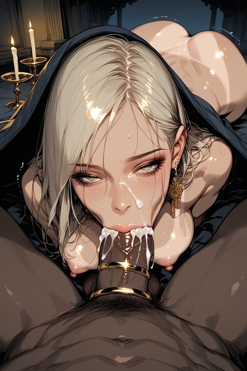 Wide Angle, Whole Cock In Mouth, Candles Hentai AI Porn