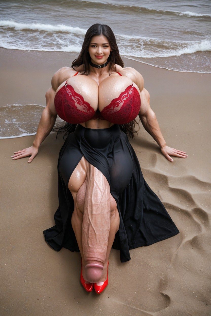Snatched Waist, Red Balls Bra, Wet Lips 쉬메일 AI 포르노