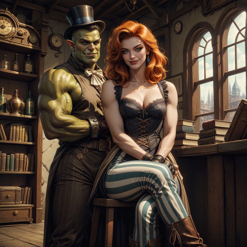 Woman I Male Orc, Male Orc Taller Than Woman, Top Hat Hentai IA