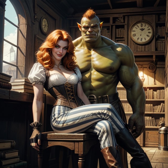 Inside Alchemist Shop, Male Orc, Male Orc Expressionless Face Hentai AI Porn