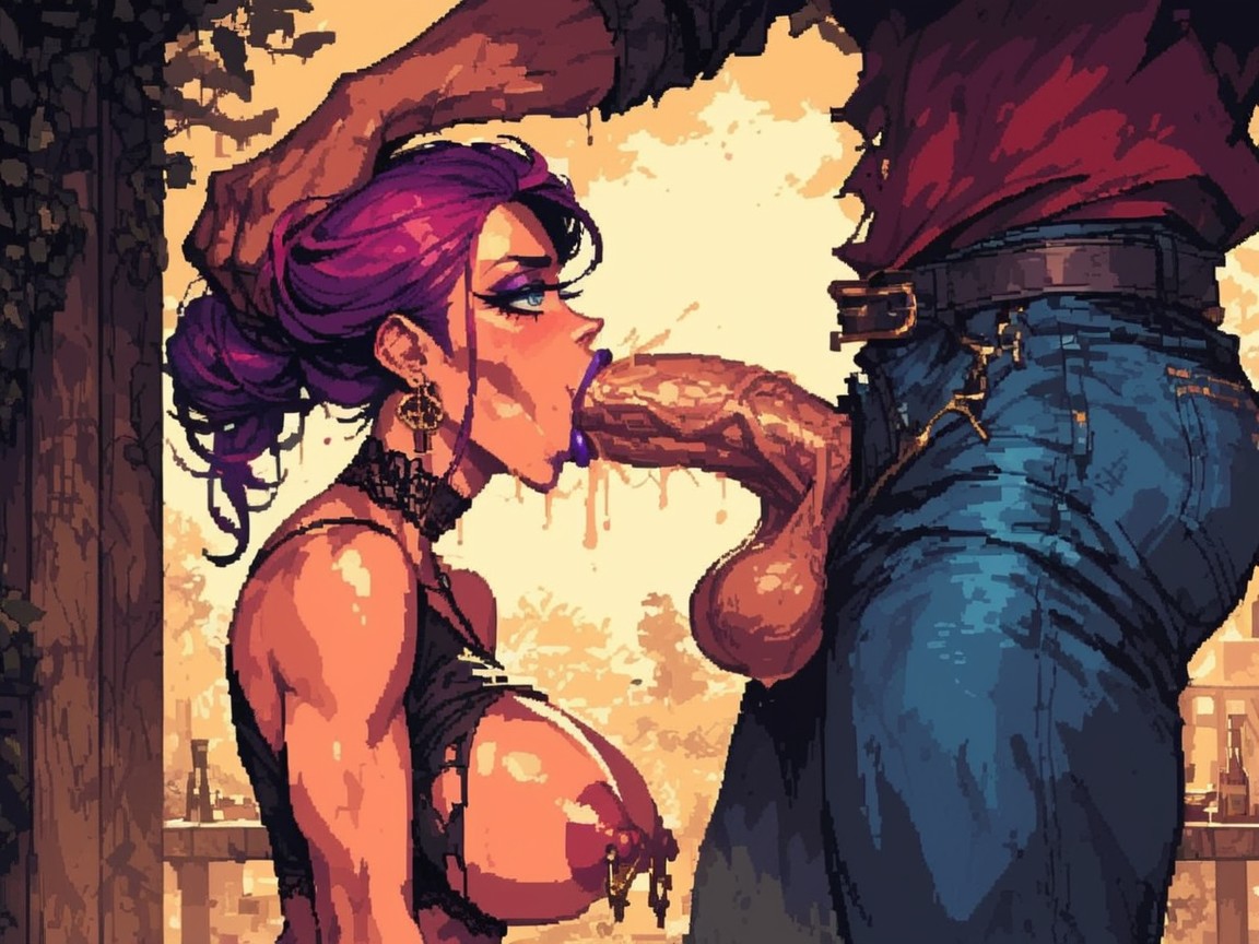 Denim Clothing, Violet Lip Gloss, Extremely Beautiful Country Bimbo AI Porn