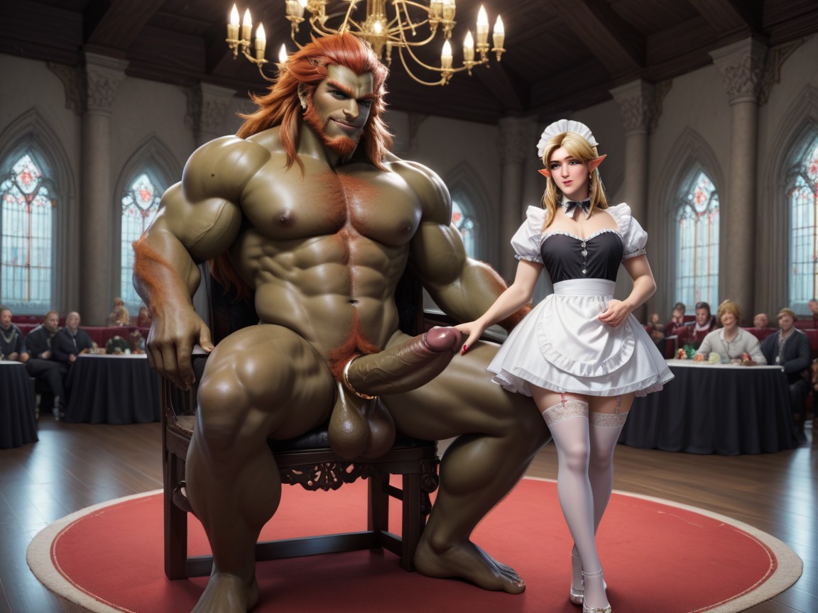 Medieval, 25+, Bottomless White Maid Costume Hentai AI Porn