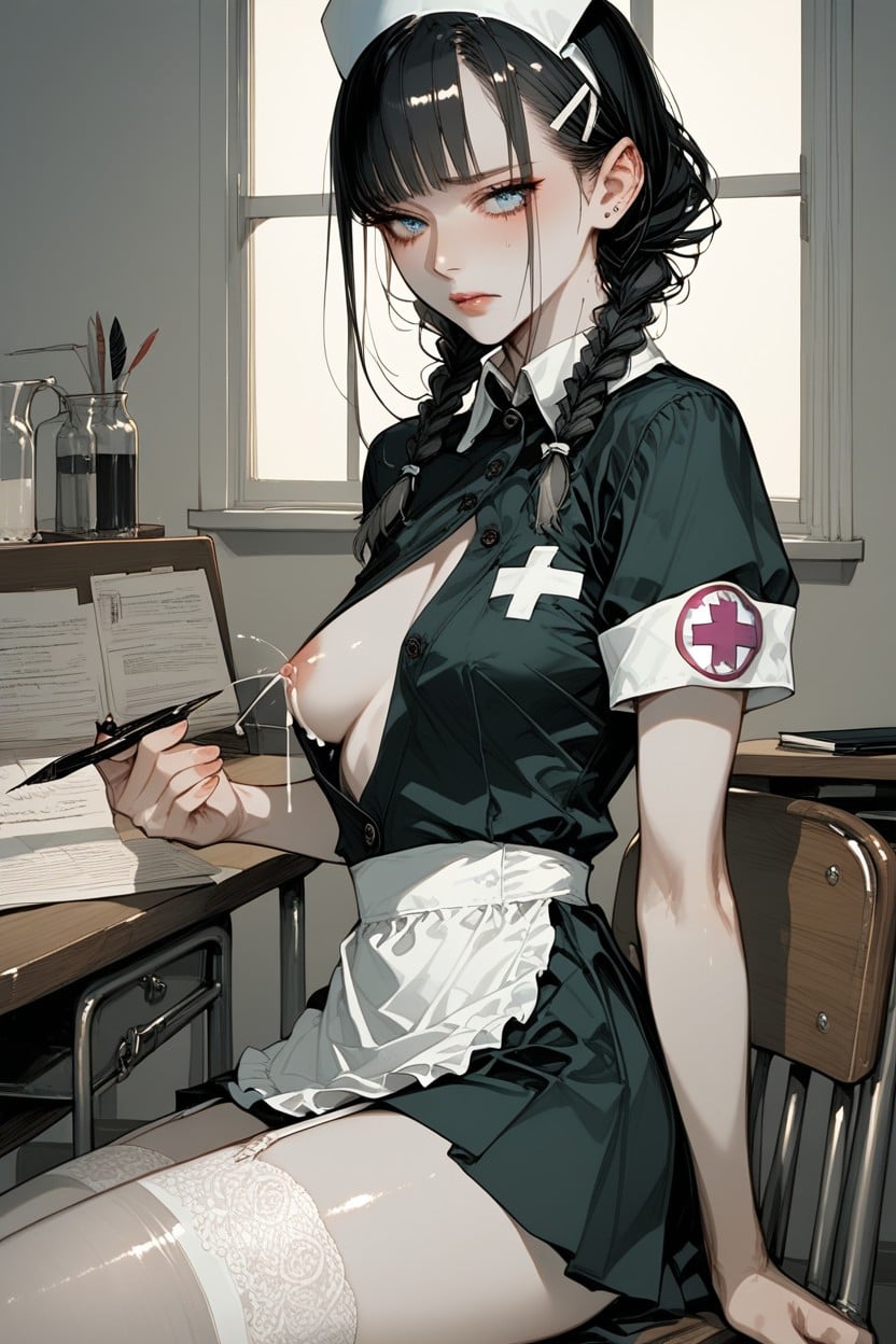 Nipple, Black Hair, Break Anatomically Accurate Hentai AI Porn