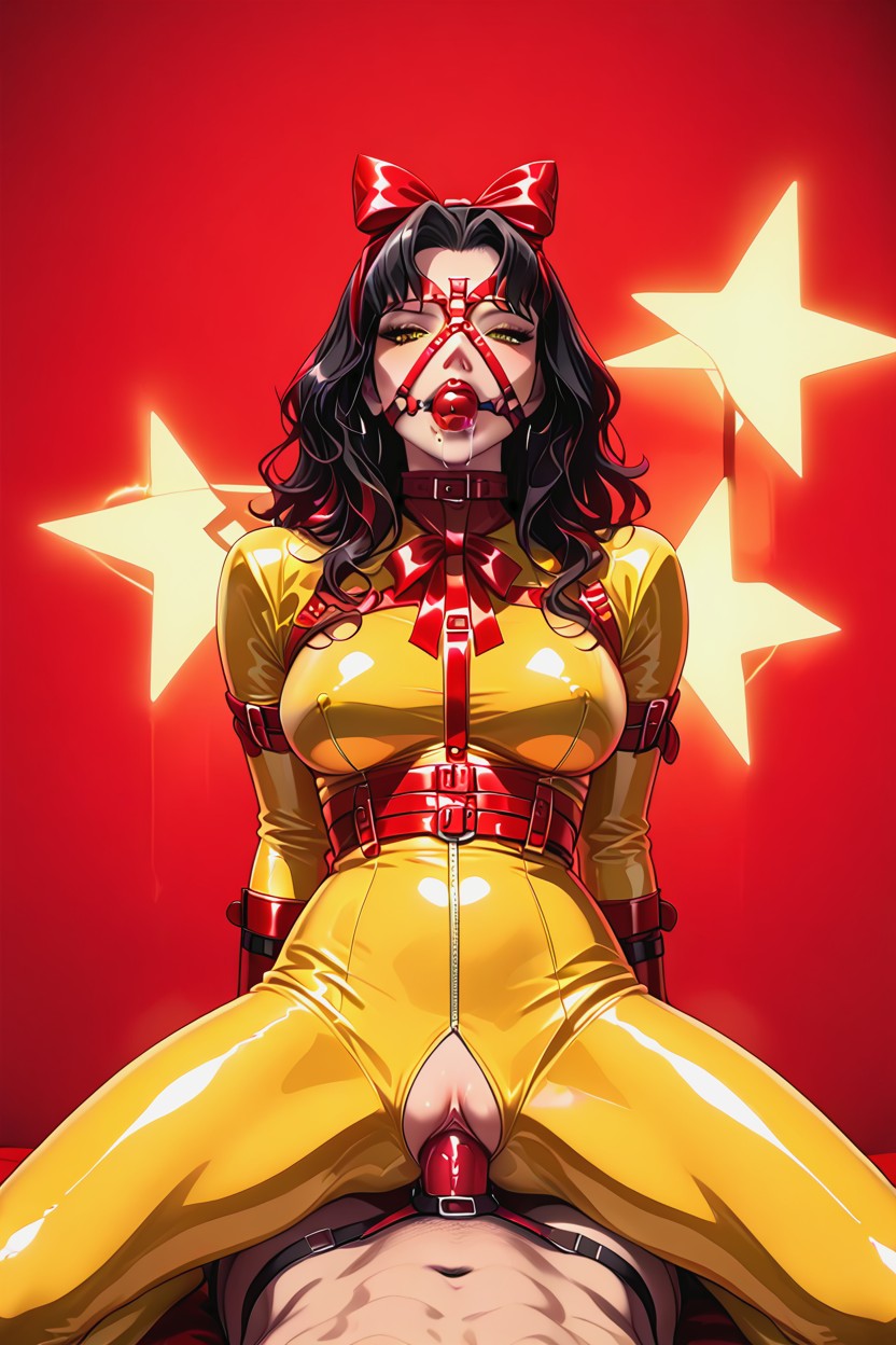 Spead Legs Sex, Heels Match Outfit, Long Yellow Gloves Hentai AI Porn