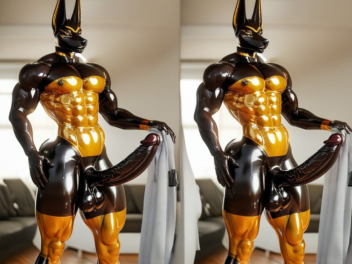 Vascular, Latex, Muscular Legs Furry AI Porn