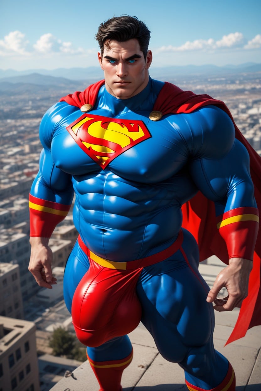 Huge Muscles, Big Round Pecs, Flying In The Sky AI Gay Porn