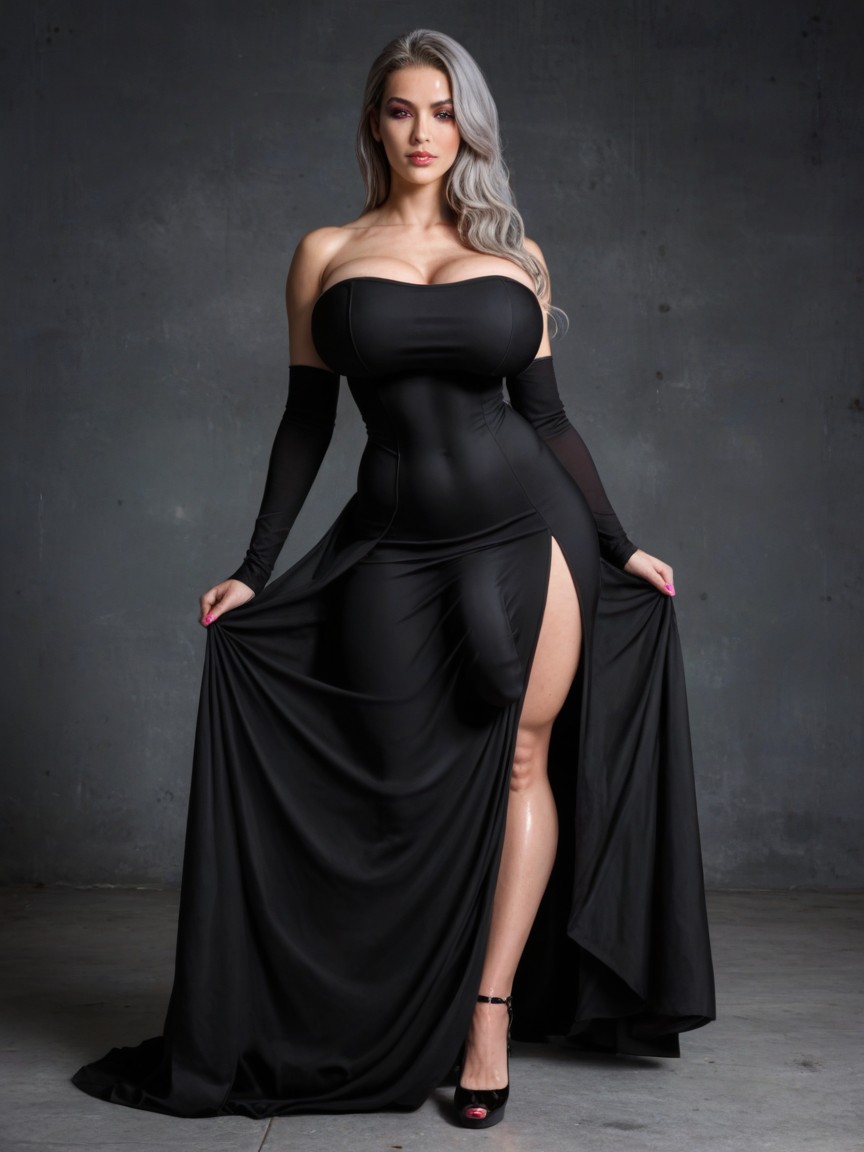 Massive Oversized Breasts, Whole Body, Photorealistic Shemale AI Porn