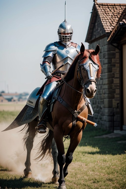 Grass Terrain Background, Helmet With A Crest, Diagonal Side View AI Porn