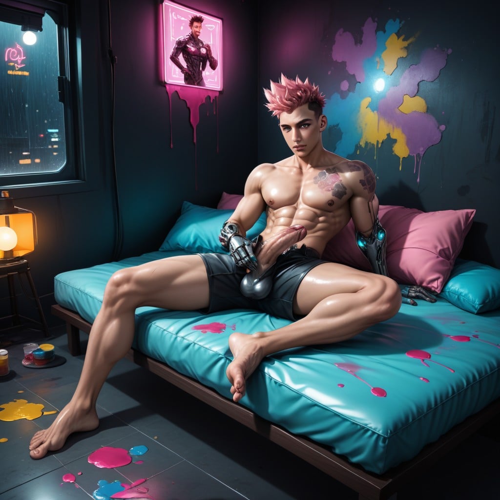 Neon, Horny, Cyberpunk Hacker AI Gay Porn