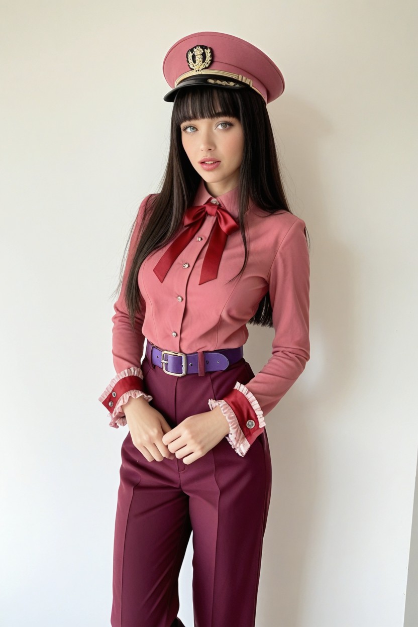 Round Belt Buckle, Red Ribbon On Shues, Shocked AI Porn