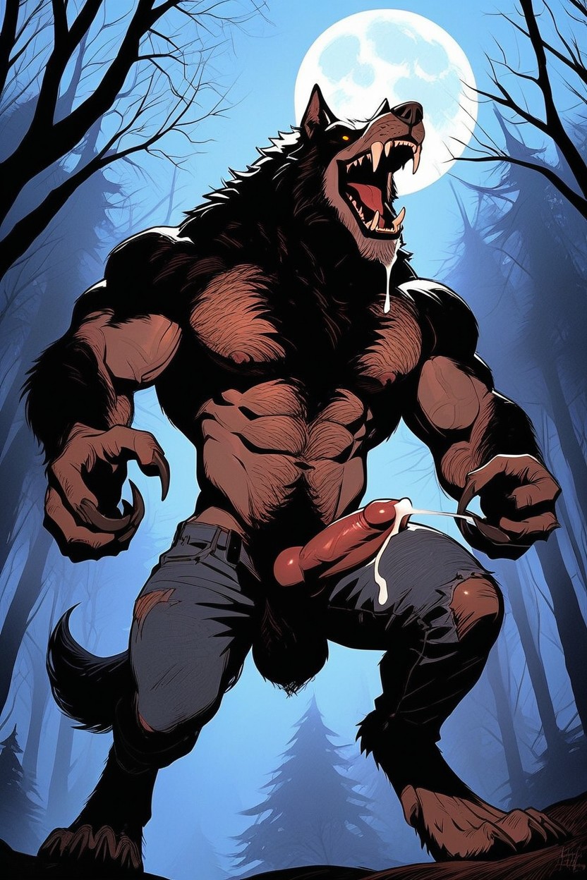 Forest, Sharp Teeth, Big Sized Hairy Nutsack AI Gay Porn